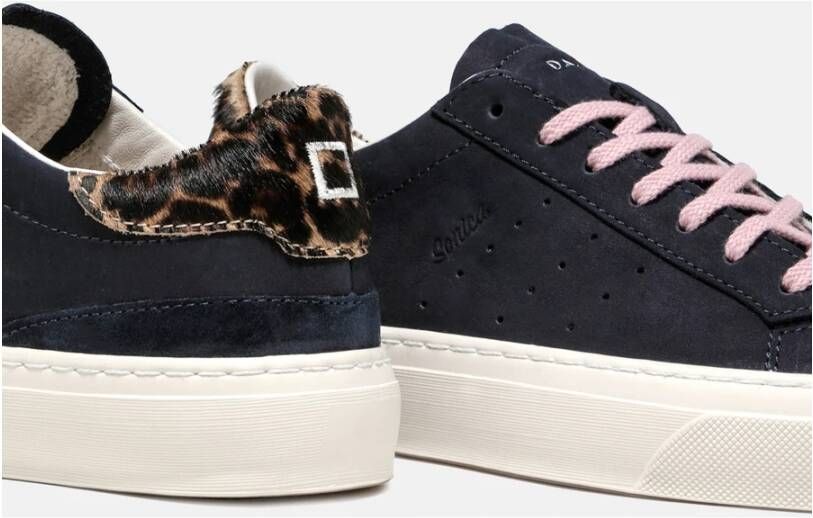 D.a.t.e. Lage Sneaker in Blueubuck Leer