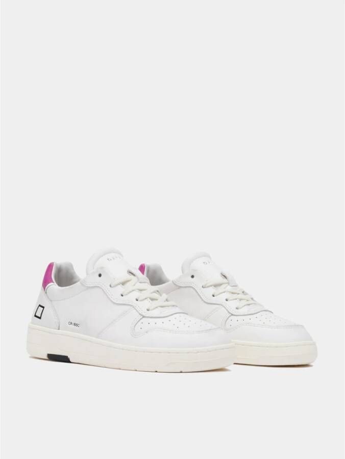 D.a.t.e. Leren Sneakers met Fuchsia Accenten Wit Dames