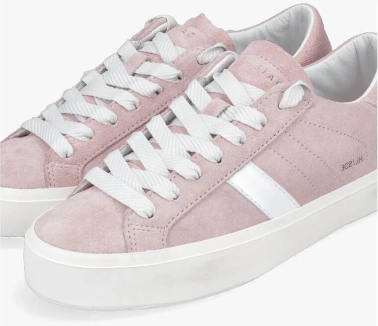 D.a.t.e. Roze Leren Sneakers met Witte Details