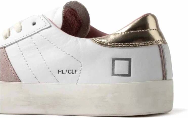 D.a.t.e. Roze suède sneakers met gouden details