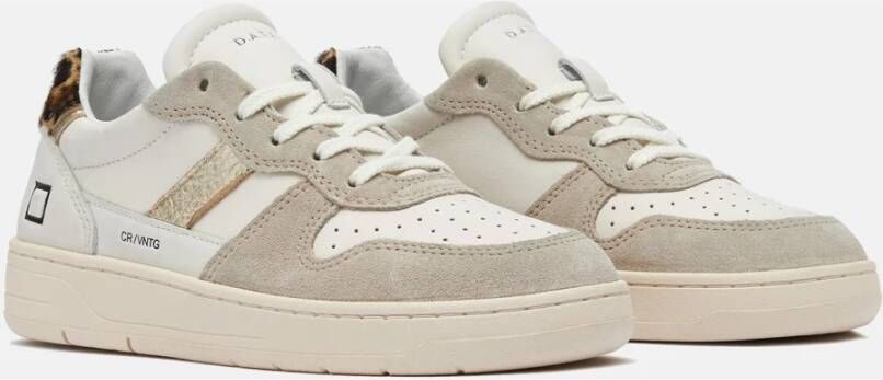 D.a.t.e. Ivory Lage Sneakers met Suède Details en Ponyhaar Patch Beige Dames