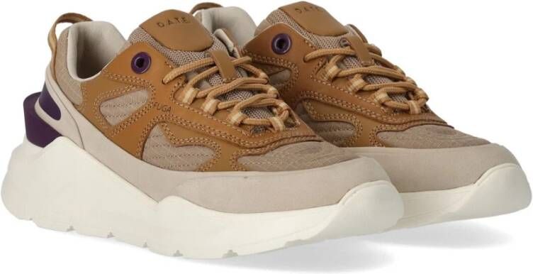 D.a.t.e. Beige Fuga Method Sneaker met Paarse Details Beige Dames