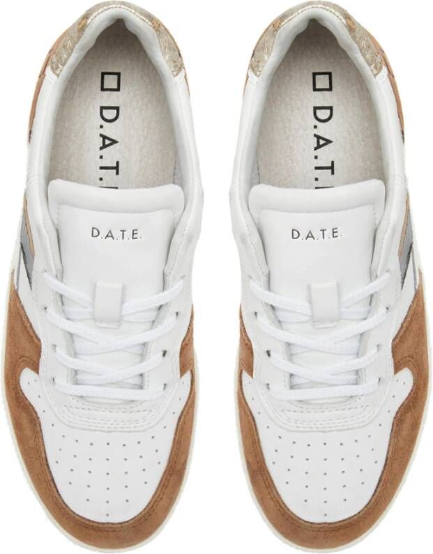 D.a.t.e. MultiColour Leren Sneakers met Zilver Gelamineerde Zijkant en Gouden Gelamineerde Hiel Meerkleurig Dames