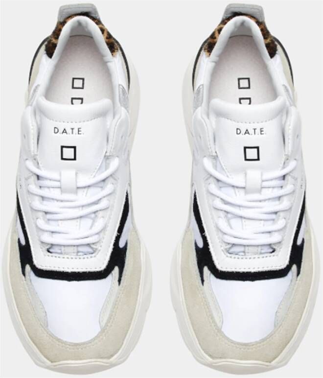 D.a.t.e. Stijlvolle Witte Luipaard Nylon Sneakers Wit Dames