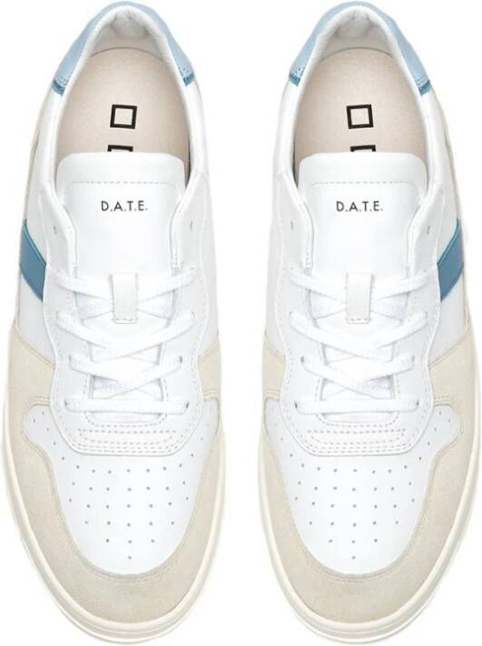 D.a.t.e. Vintage Calf White-Sky Lage Top Sneaker White Heren