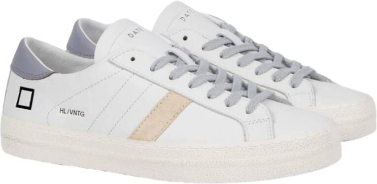 D.a.t.e. Vintage Hill Low Wit Paarse Sneakers White Dames