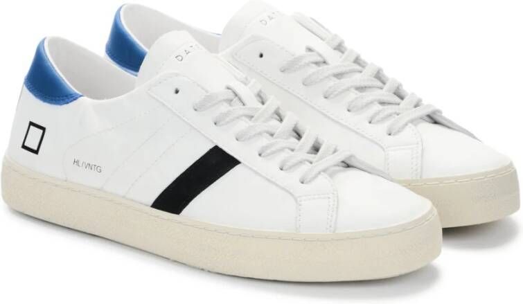 D.a.t.e. Wit Blauw Leren Lage Sneaker White Heren