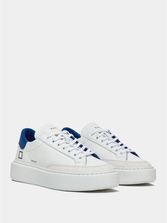 D.a.t.e. Witte-Blauwe Leren Sneakers voor Vrouwen White Dames