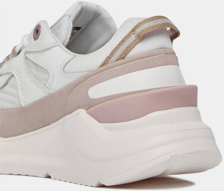 D.a.t.e. Witte Date Sneakers met Leren en Beige Nubuck Inzetstukken Wit Dames