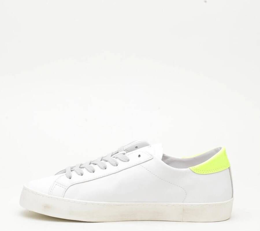 D.a.t.e. Witte en gele leren sneakers White Heren