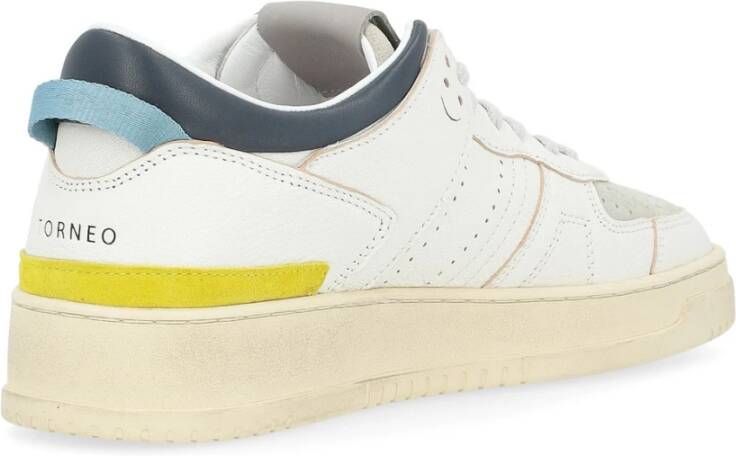 D.a.t.e. Witte en Grijze Leren Sneaker Torneo White Heren