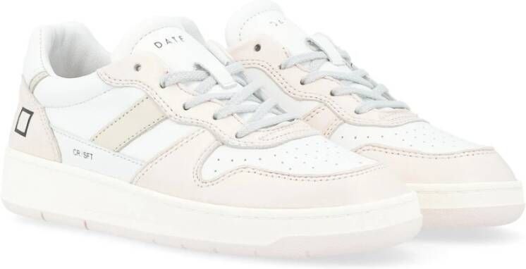 D.a.t.e. Witte en roze leren sneaker Court 2.0 White Dames