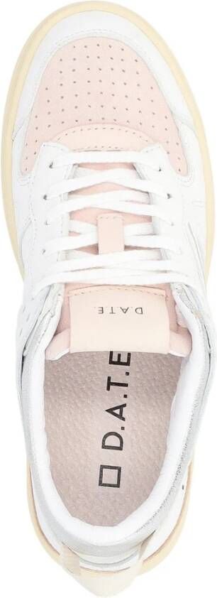 D.a.t.e. Witte en roze leren sneaker White Dames