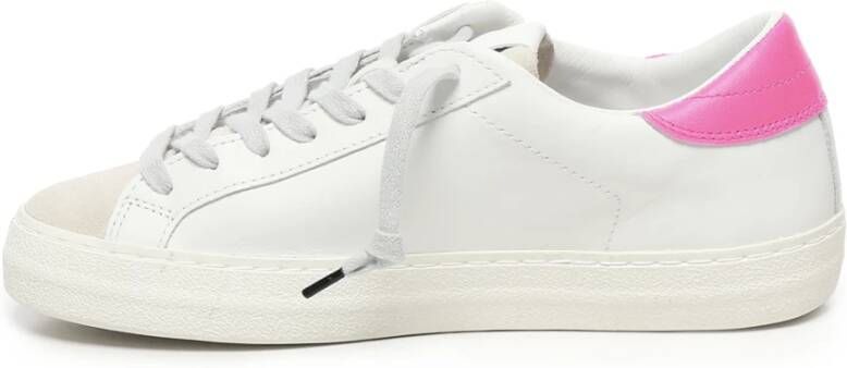 D.a.t.e. Witte Fuchsia Sneakers met Suède Details