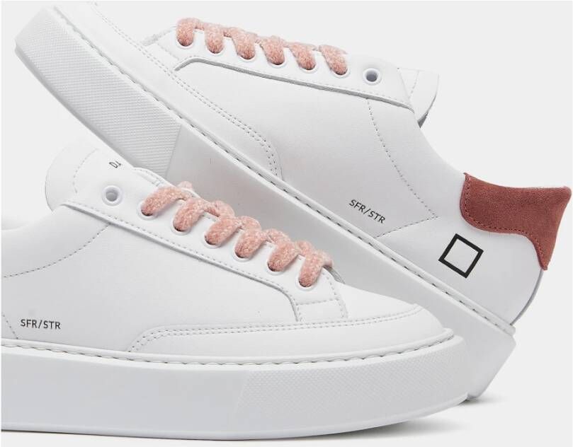 D.a.t.e. Witte Lage Sneakers met Roze Details
