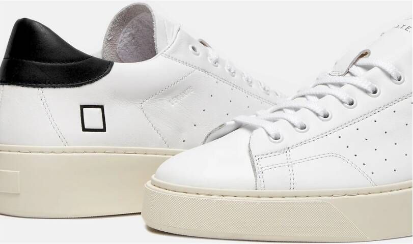 D.a.t.e. Witte Lage Sneakers van Leer met Geëmbosseerde Details Wit Heren