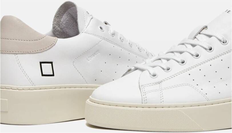 D.a.t.e. Witte Lage Sneakers van Leer met Geëmbosseerde Details Wit Heren