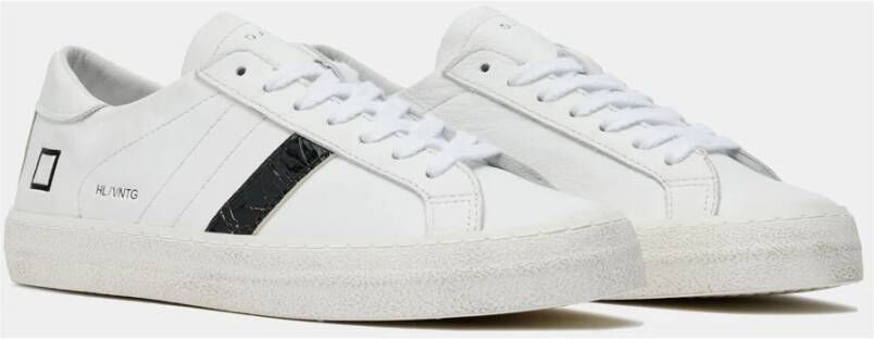 D.a.t.e. Witte Lage Sneakers van Leer met Glitterdetail Wit Dames