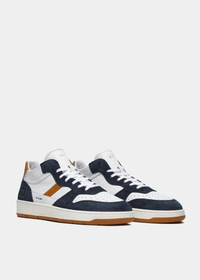 D.a.t.e. Witte Leren Blauwe Suède Sneaker White Heren