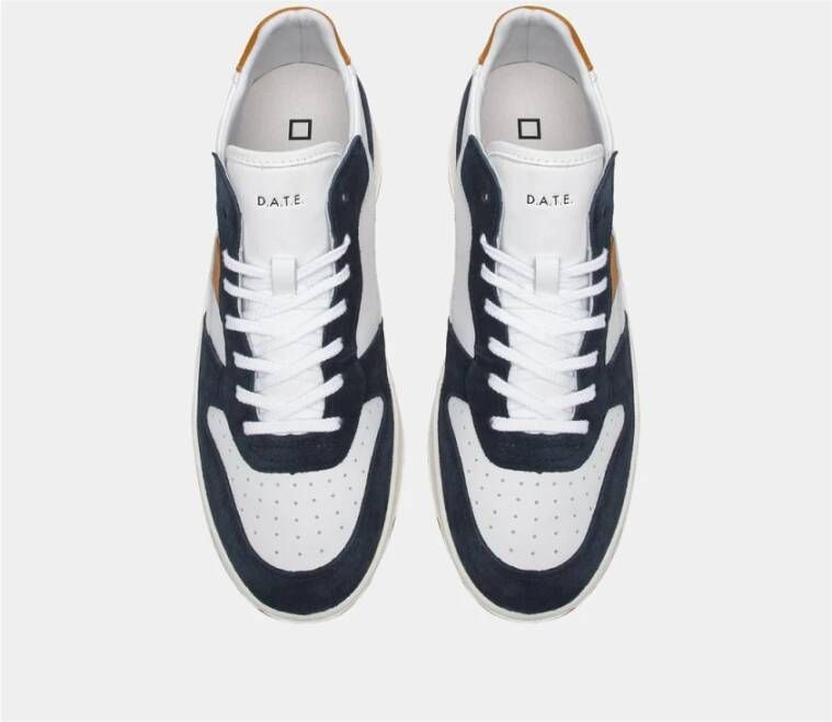 D.a.t.e. Witte Leren Blauwe Suède Sneaker White Heren