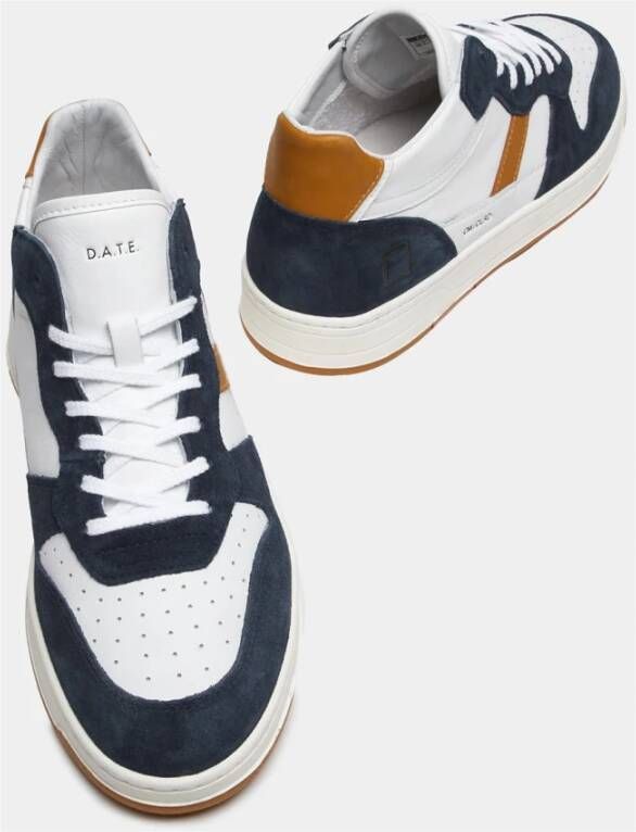 D.a.t.e. Witte Leren Blauwe Suède Sneaker White Heren