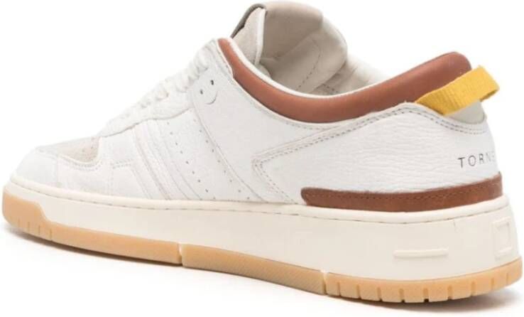 D.a.t.e. Witte Leren Platte Schoenen Geperforeerde Neus White Heren