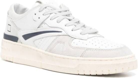D.a.t.e. Witte Leren Platte Schoenen Geperforeerde Neus White Heren