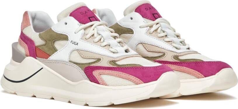D.a.t.e. Witte leren sneaker met fuchsia details Multicolor Dames