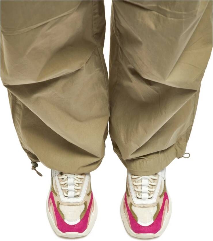 D.a.t.e. Witte leren sneaker met fuchsia details Multicolor Dames