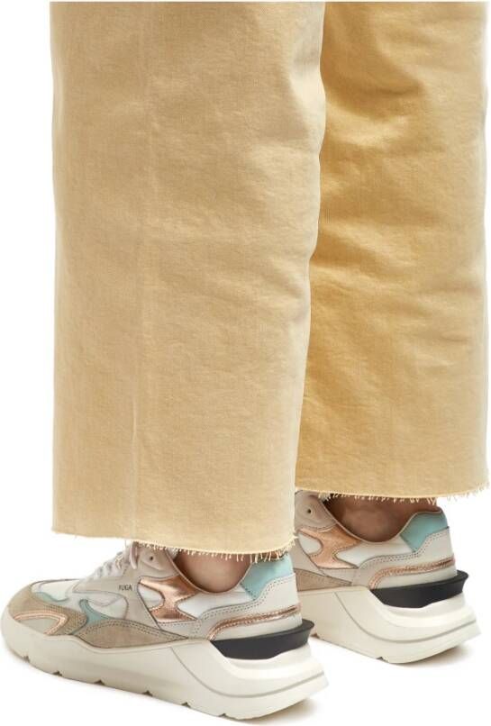 D.a.t.e. Witte leren sneaker met gouden beige en aqua details Multicolor Dames