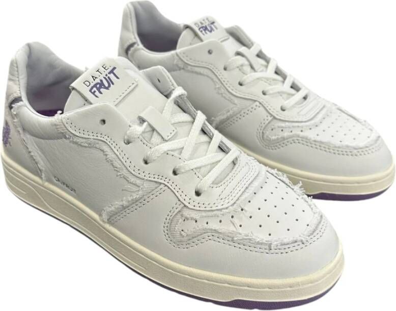 D.a.t.e. Witte leren sneaker met logo White Dames