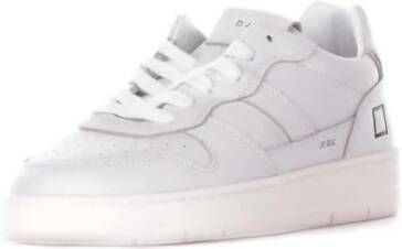 D.a.t.e. Witte Leren Sneakers Logo Zijkant
