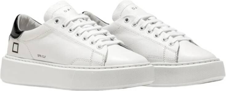 D.a.t.e. Witte leren sneakers met contrasterende kleur op de hiel White Dames