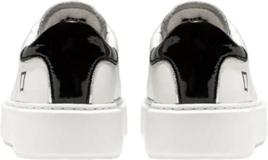 D.a.t.e. Witte leren sneakers met contrasterende kleur op de hiel White Dames