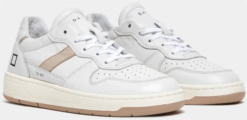 D.a.t.e. Witte Leren Sneakers met Geperforeerde Neus White Dames