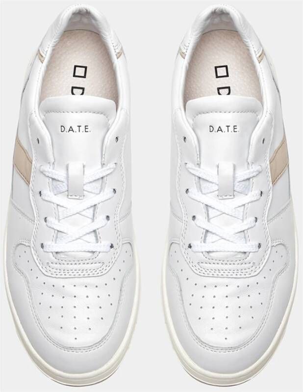 D.a.t.e. Witte Leren Sneakers met Geperforeerde Neus White Dames