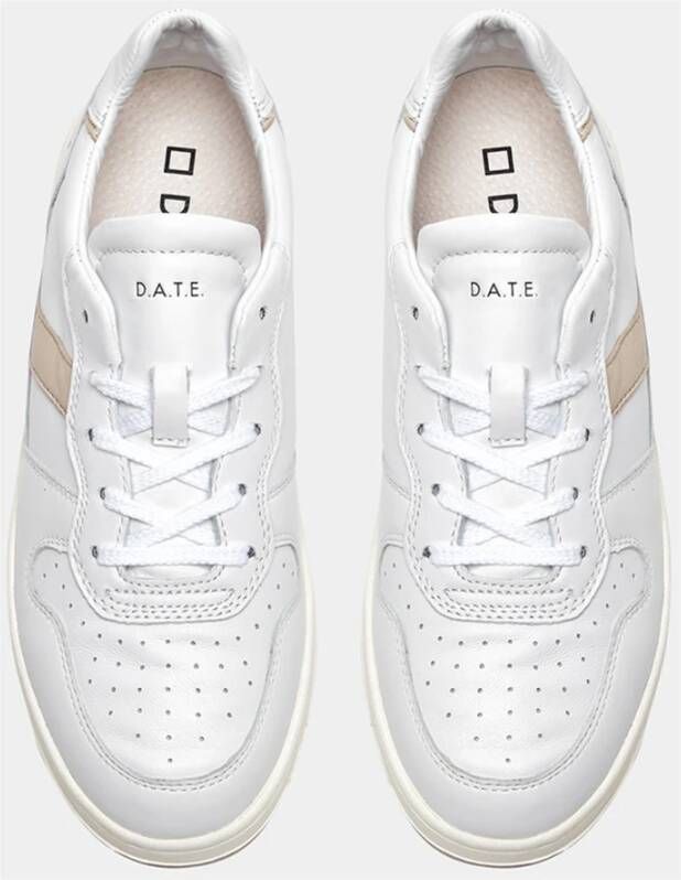 D.a.t.e. Witte Leren Sneakers met Geperforeerde Neus White Dames