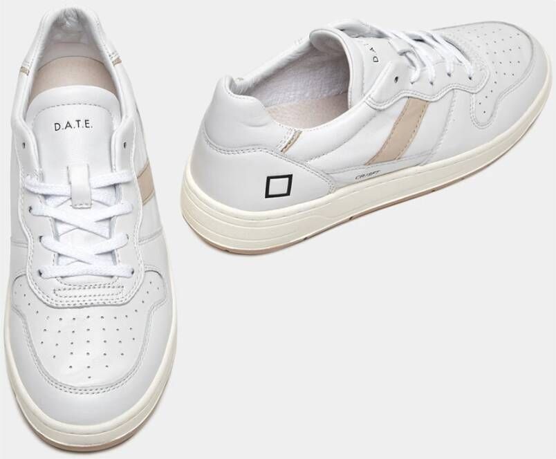 D.a.t.e. Witte Leren Sneakers met Geperforeerde Neus White Dames