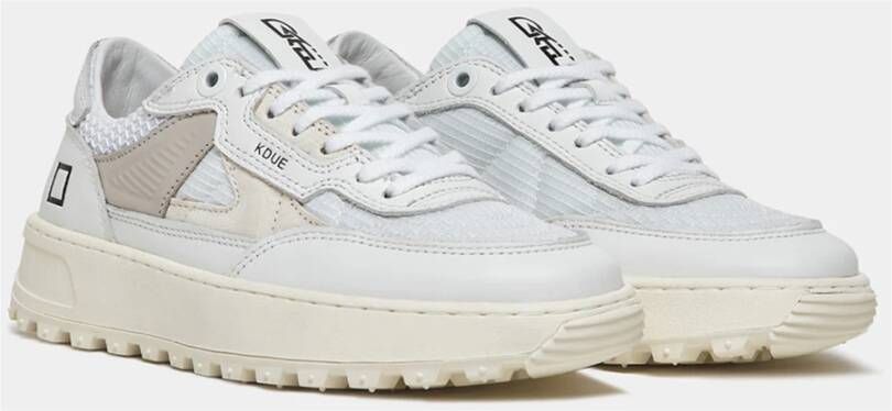 D.a.t.e. Witte Leren Sneakers met Grijze Details White Dames