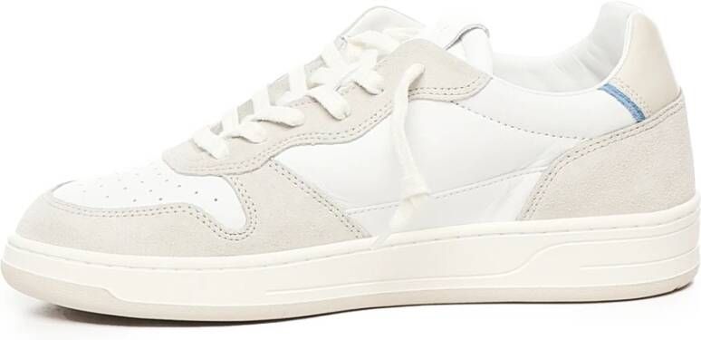 D.a.t.e. Witte leren sneakers met suède details