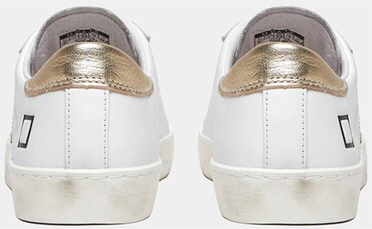D.a.t.e. Witte leren sneakers met zilveren details