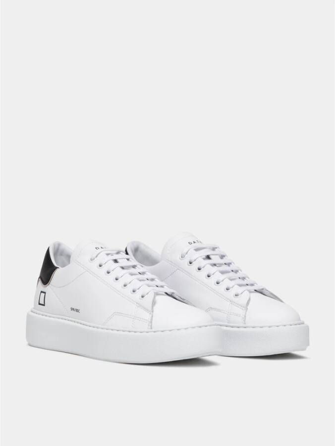 D.a.t.e. Witte Leren Sneakers met Zwarte Hielen Wit Dames