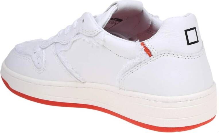 D.a.t.e. Witte leren tennisschoenen met rode details White Dames