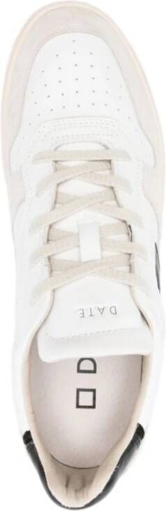 D.a.t.e. Witte Leren Veterschoenen Platte White Heren
