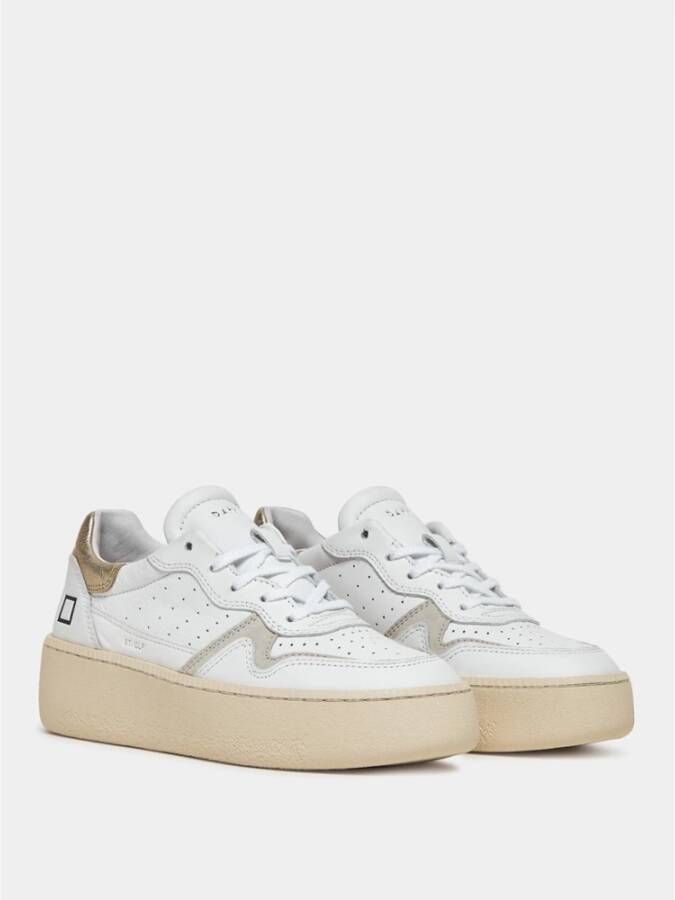 D.a.t.e. Witte Platinum Leren Sneakers White Dames