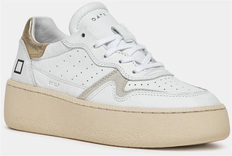 D.a.t.e. Witte Platinum Leren Sneakers White Dames