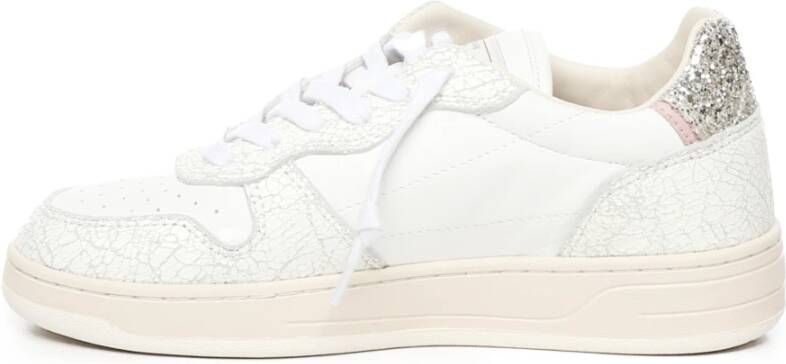 D.a.t.e. Witte Platinum Sneakers met Glitterdetail