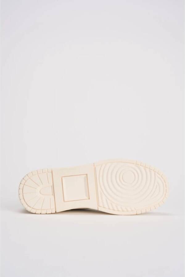 D.a.t.e. Witte Sneakers met Beige en Zwarte Details