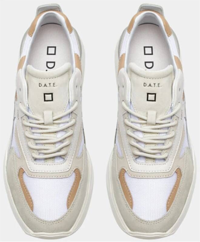 D.a.t.e. Witte Sneakers met Beige Leren Details Multicolor Heren