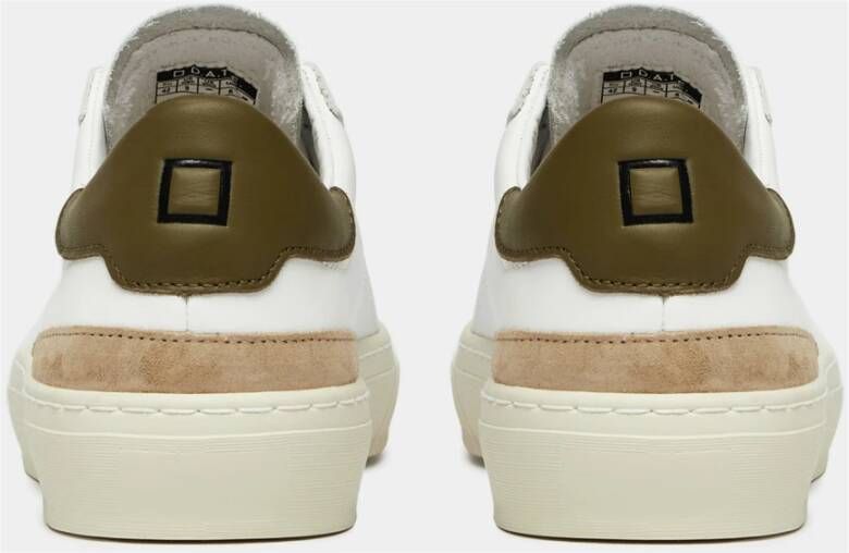 D.a.t.e. Witte Sneakers met Militair Groene Details